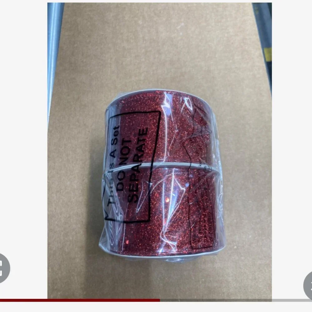 4/4 2 Rolls 20 Yards Christmas Glitter Ribbon Glitter Wired Ribbon Shiny Ribbon